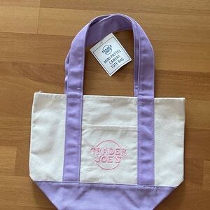 Purple and Cream Canvas Mini Tote Bag